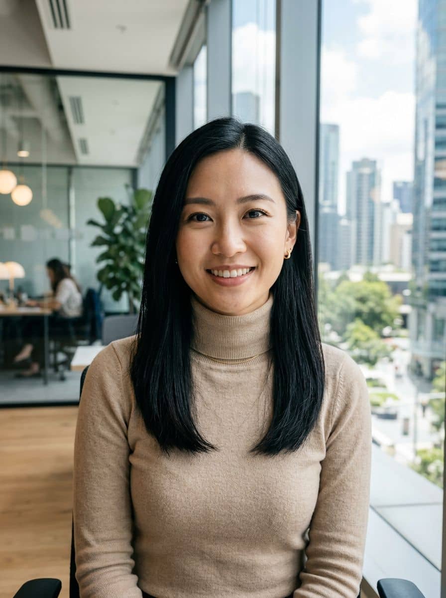 Beige Turtleneck - Office Glass - woman business headshot