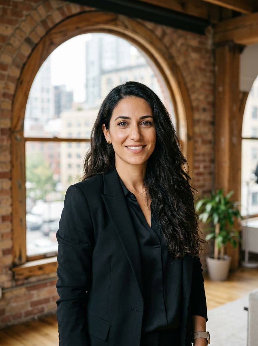 Black Blazer Silk - Loft Arched - woman business headshot