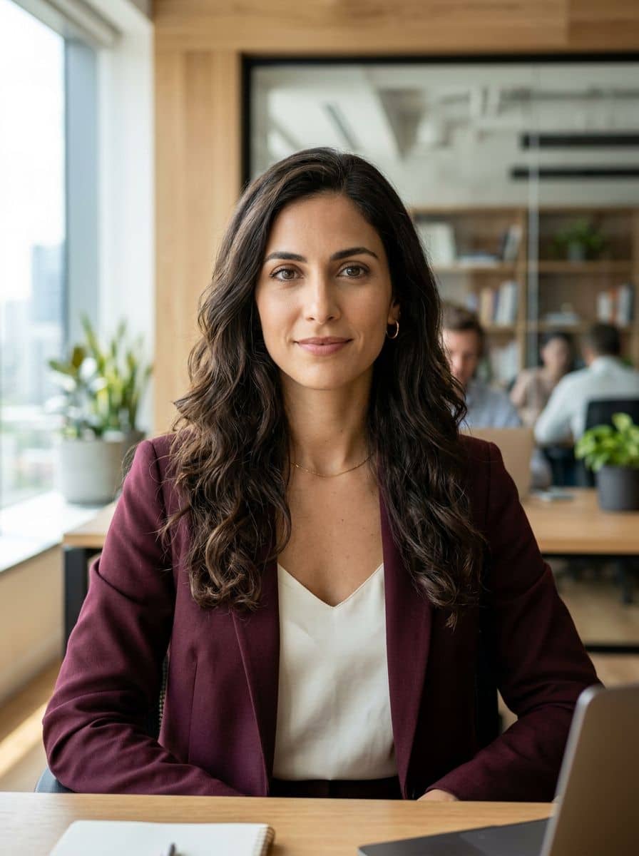 Burgundy Blazer - Office Bright - woman business headshot