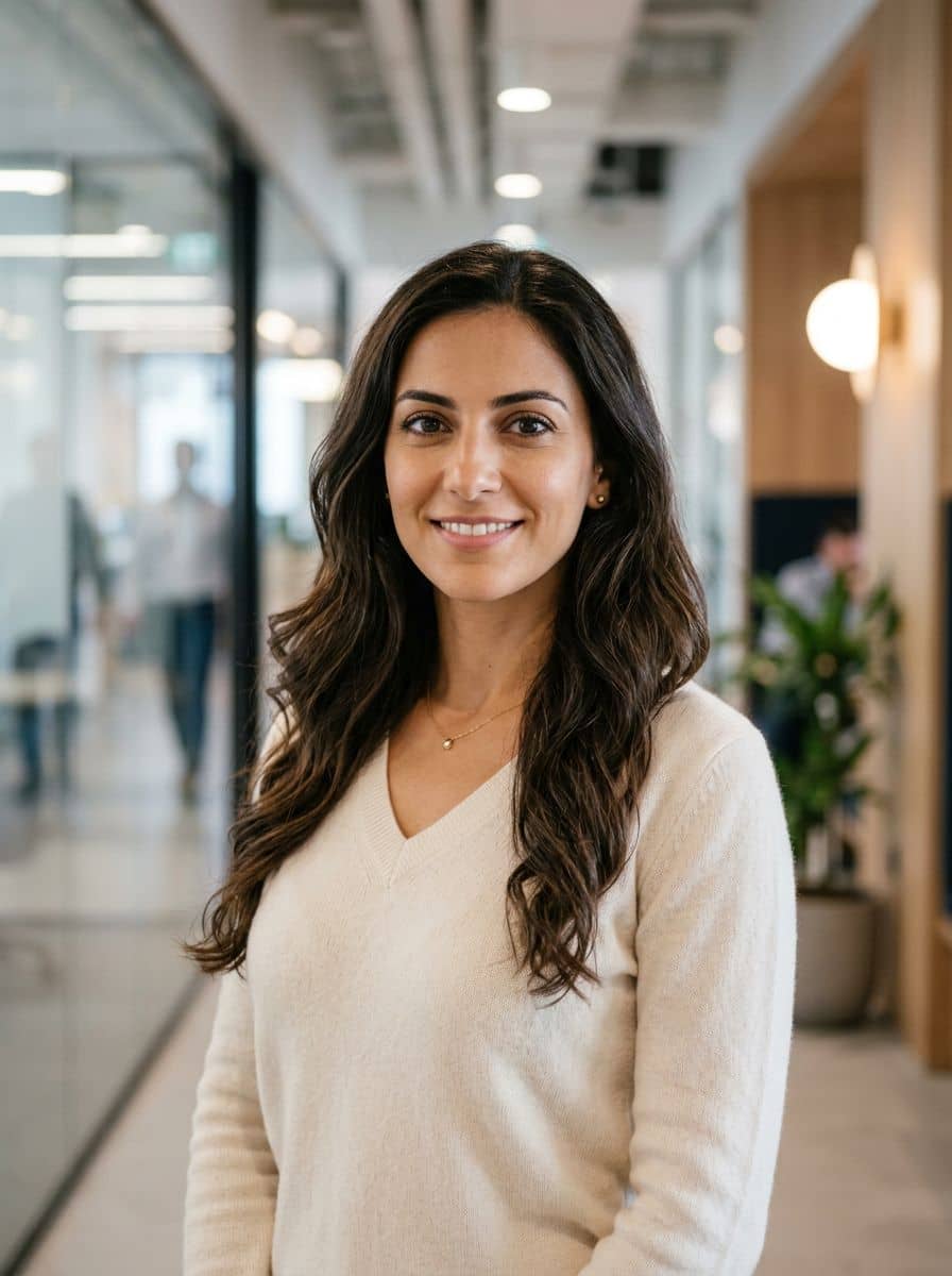 Cream Cashmere - Office Hallway - woman business headshot