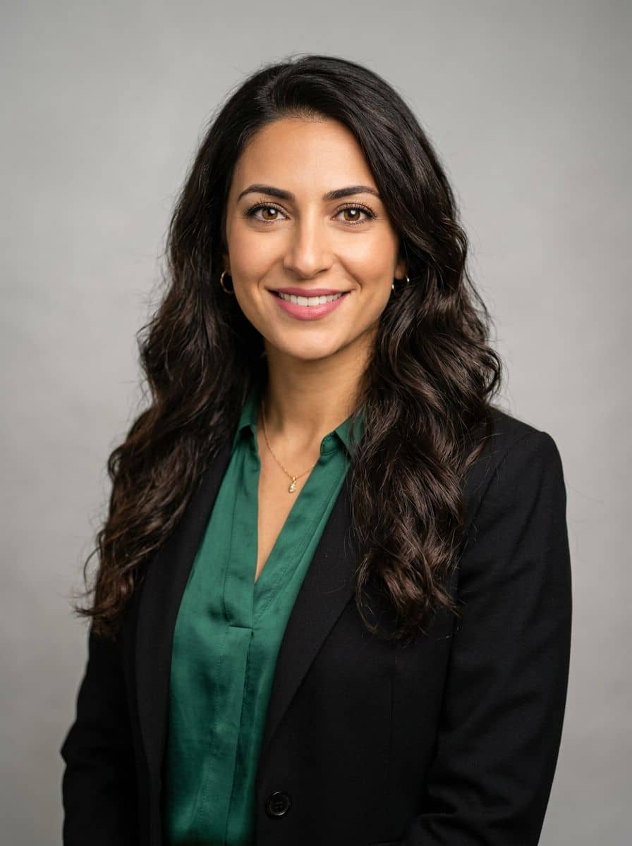 Emerald Blouse Blazer - Studio Light Gray - woman business headshot
