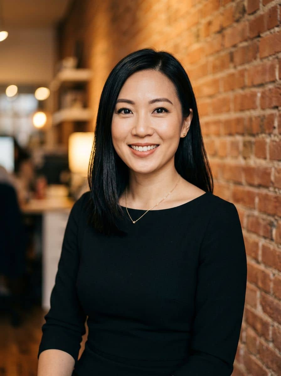 Black Sheath Dress - Brick Wall - woman business headshot