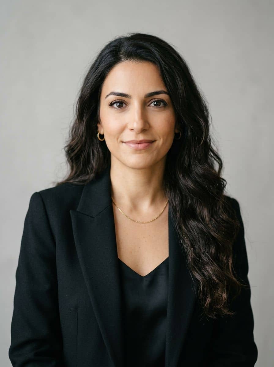 Black Blazer Silk - Studio Light Gray - woman business headshot