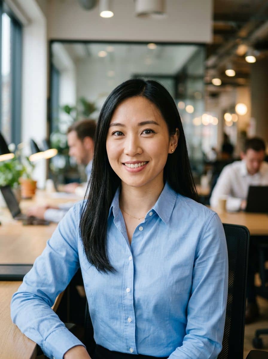 Light Blue Shirt - Coworking - woman business headshot