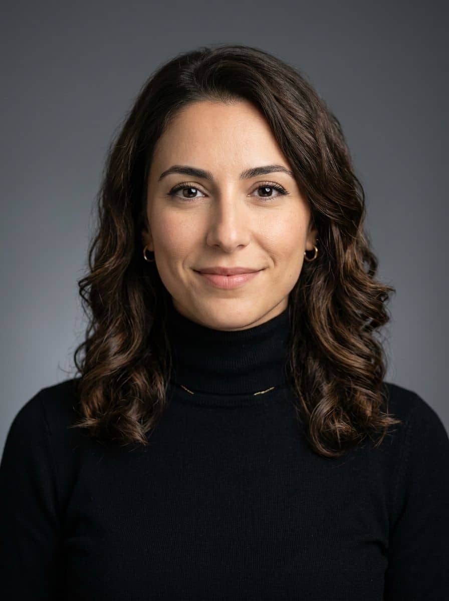 Black Turtleneck F - Studio Mid Grey - woman business headshot