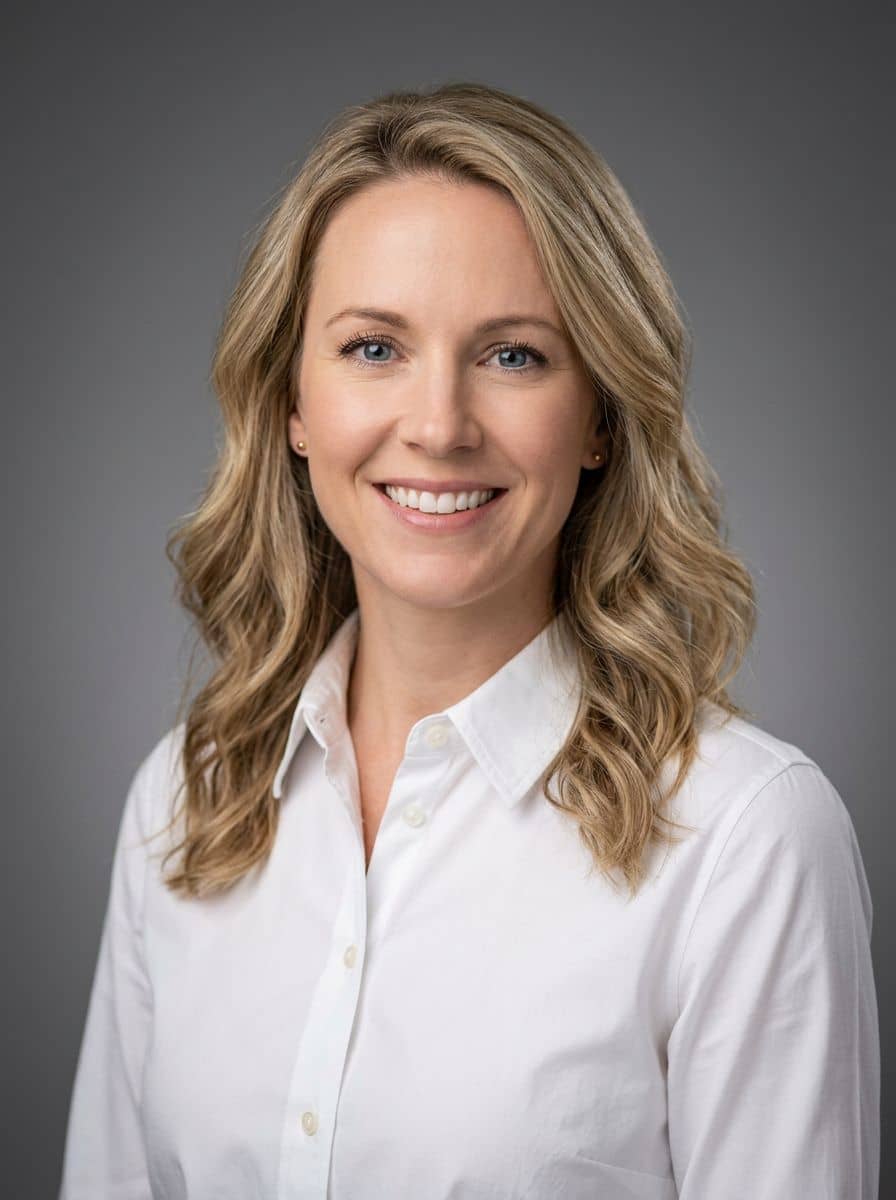 White Button Down - Studio Mid Grey - woman business headshot