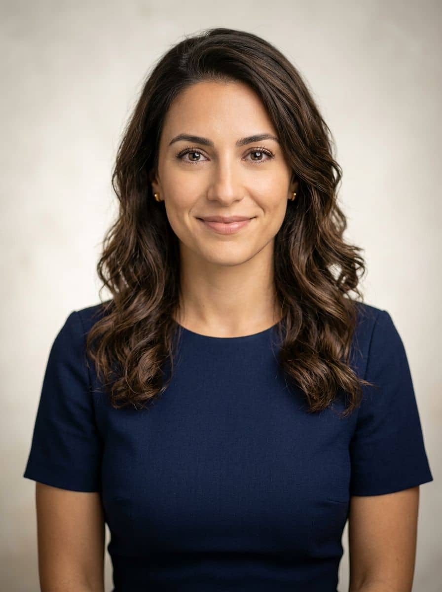 Navy Shift Dress - Studio Soft White - woman business headshot