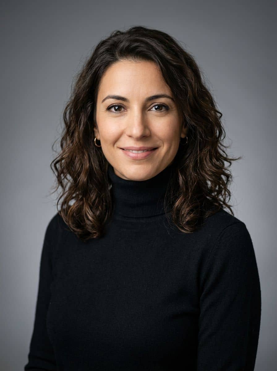 Black Turtleneck F - Studio Mid Grey - woman business headshot