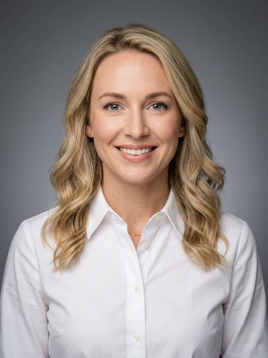 White Button Down - Studio Mid Grey - woman business headshot