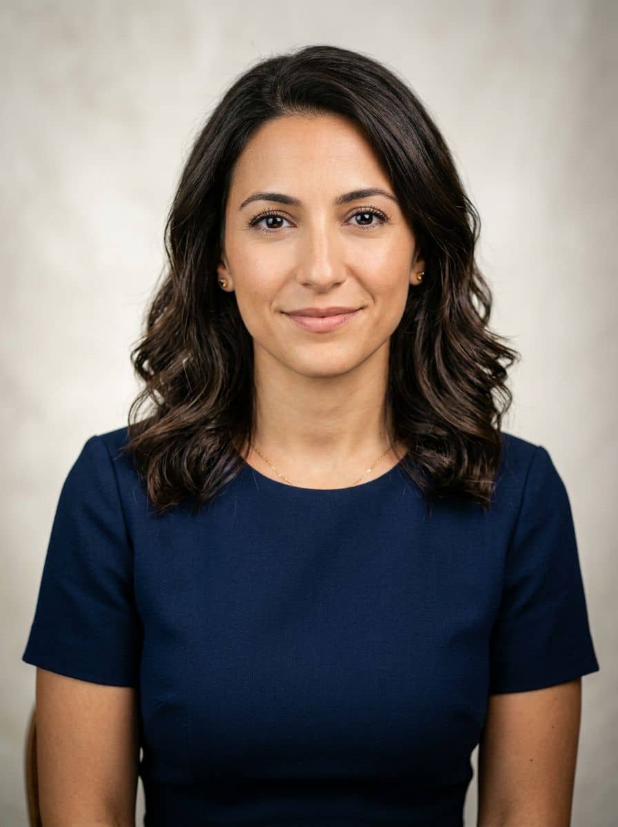 Navy Shift Dress - Studio Soft White - woman business headshot