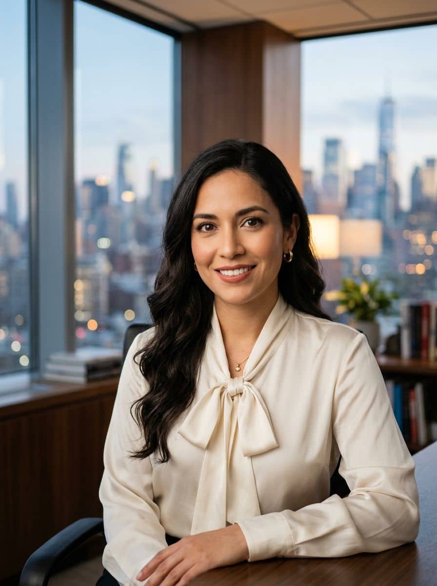 Cream Blouse Bow - Corner Office - woman business headshot