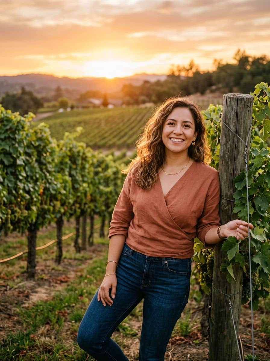 Rust Wrap Top - Vineyard Sunset - woman dating profile photo