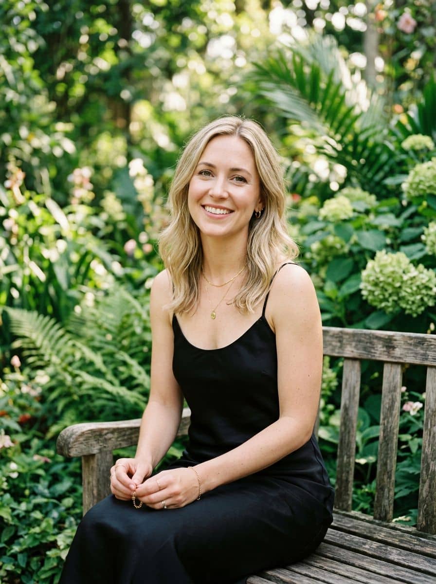 Black Slip Dress - Botanical Garden - woman dating profile photo