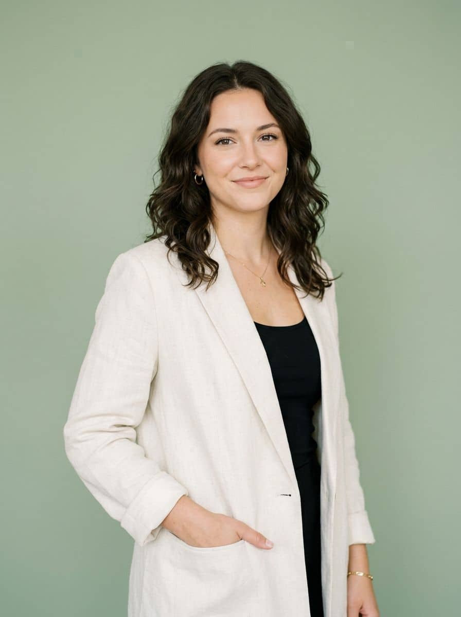 Oversized Blazer - Sage Pastel - woman social media portrait
