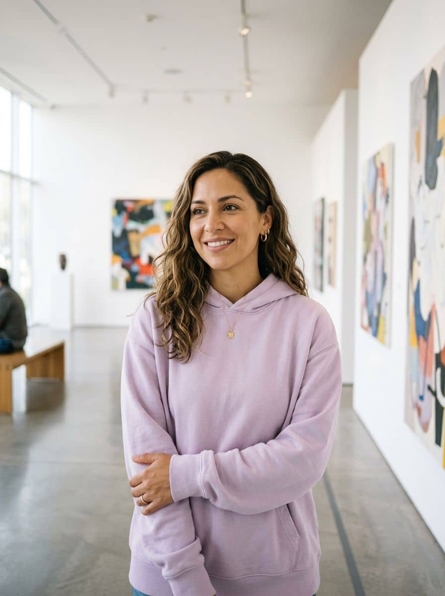 Pastel Hoodie - Gallery White - woman social media portrait