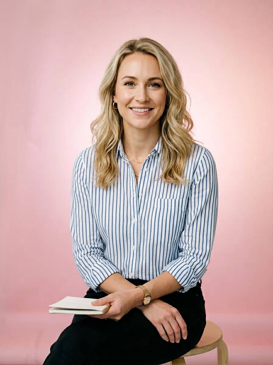 Striped Shirt - Gradient Pink - woman social media portrait