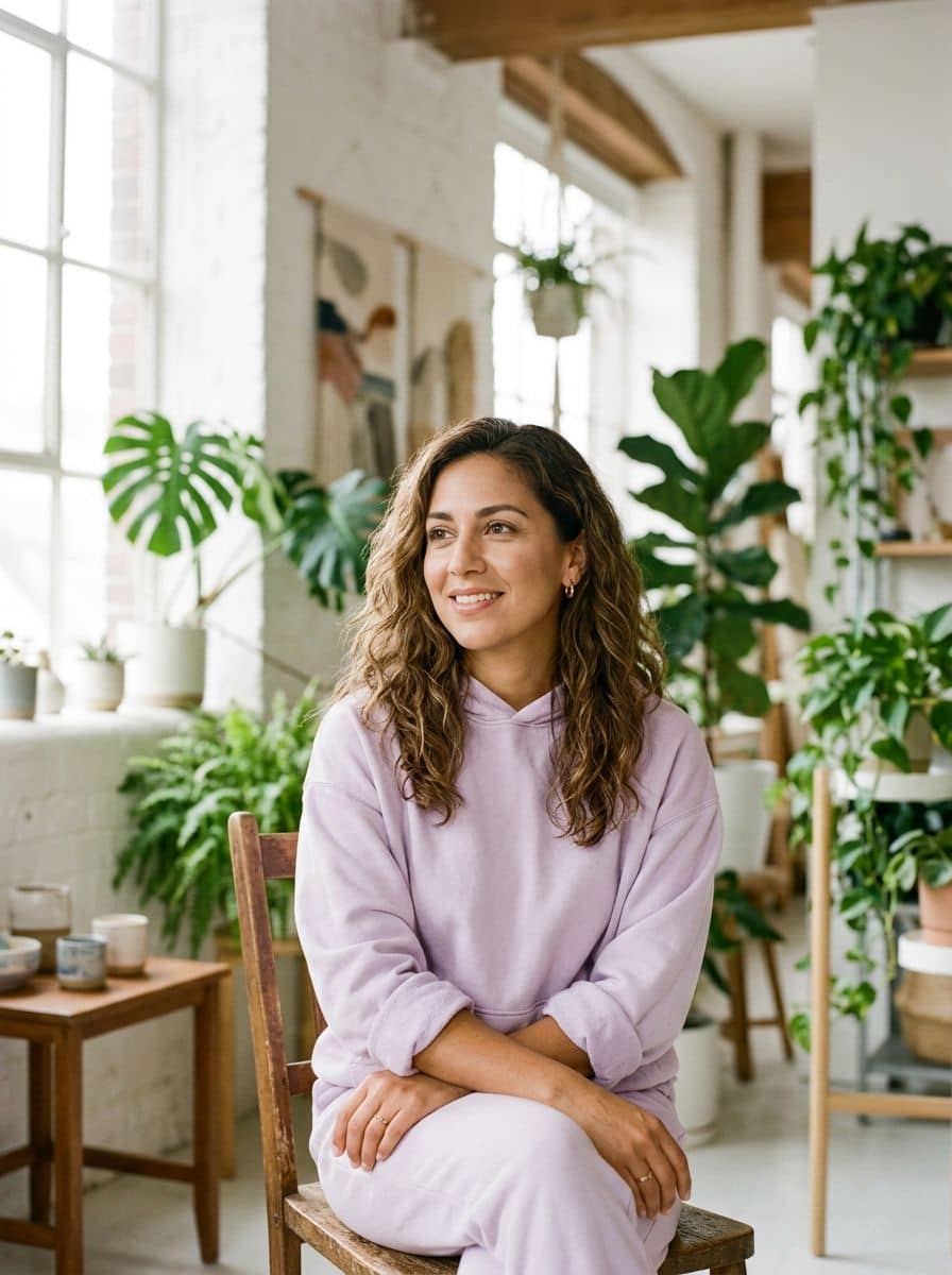 Pastel Hoodie - Creative Loft - woman social media portrait