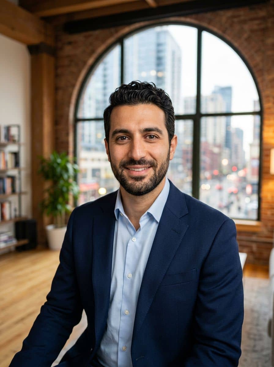 Navy Blazer Blue - Loft Arched - man business headshot