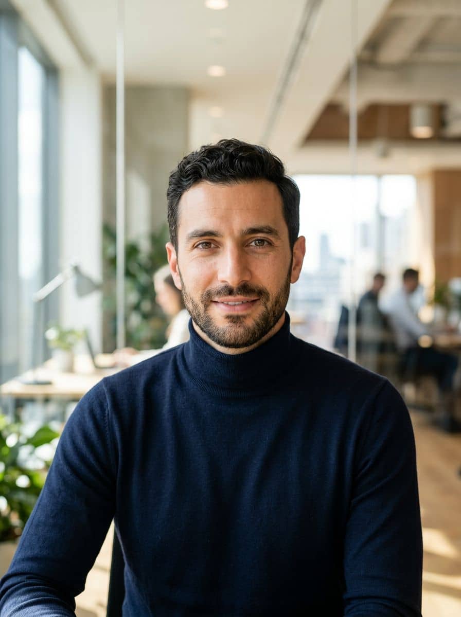 Navy Turtleneck - Office Bright - man business headshot