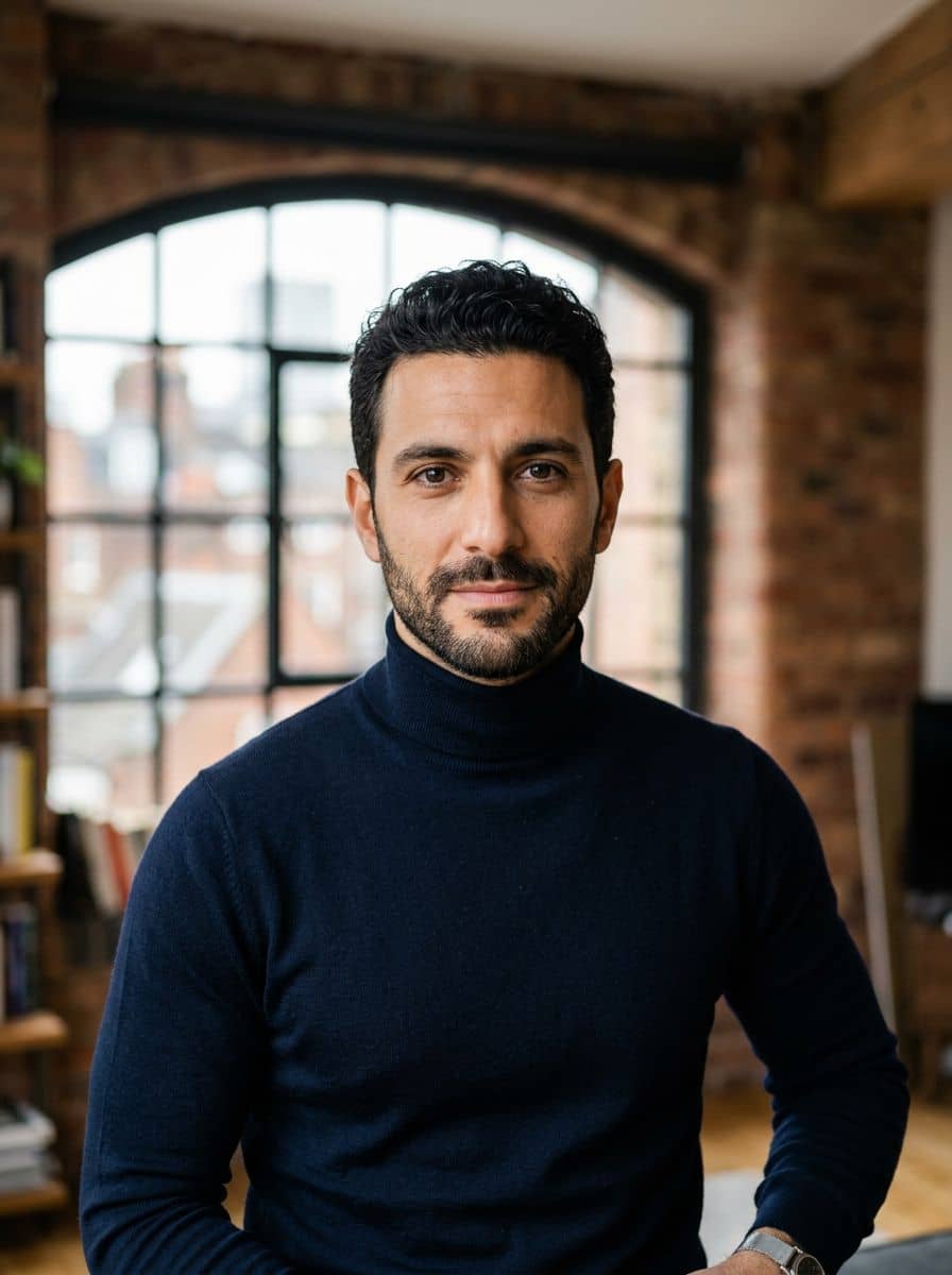 Navy Turtleneck - Loft Arched - man business headshot
