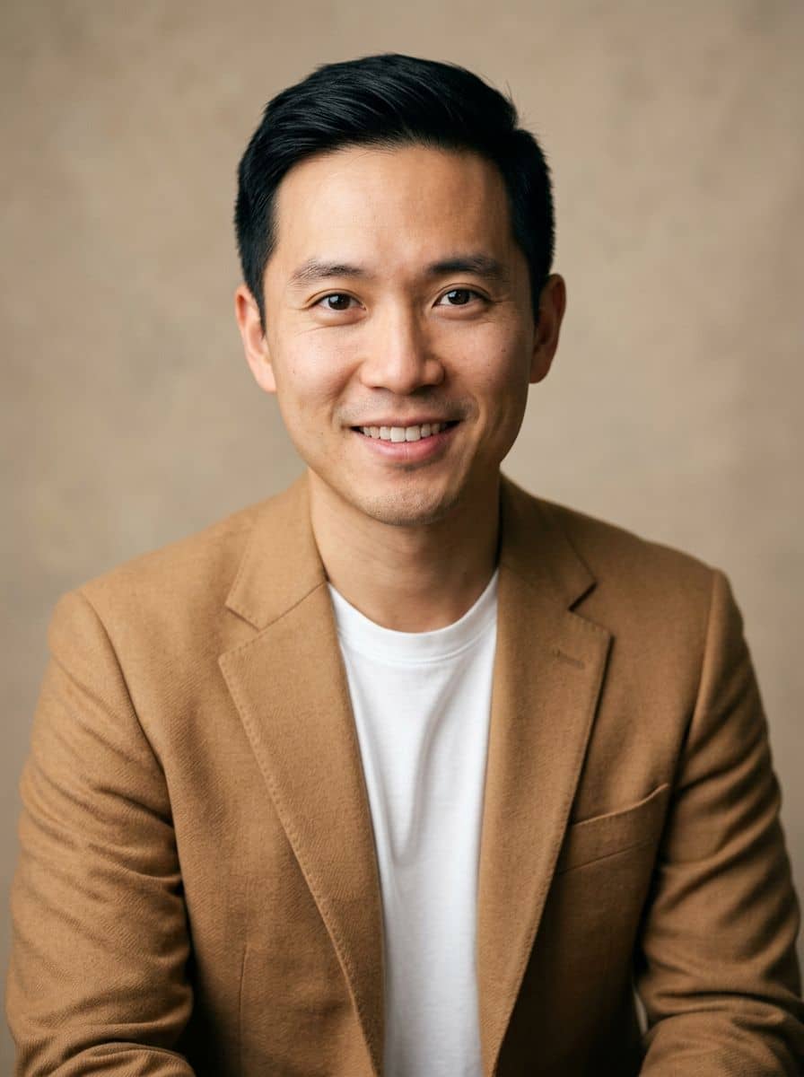 Camel Blazer Tee - Studio Warm Beige - man business headshot