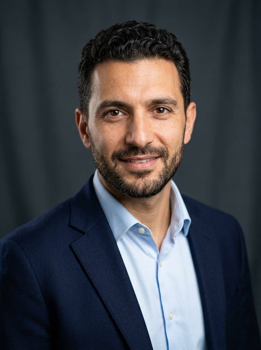 Navy Blazer Blue - Studio Charcoal - man business headshot