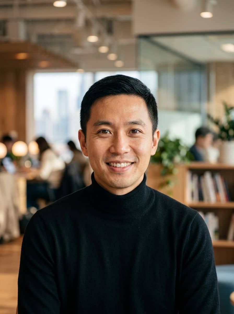 Black Turtleneck - Coworking - man business headshot