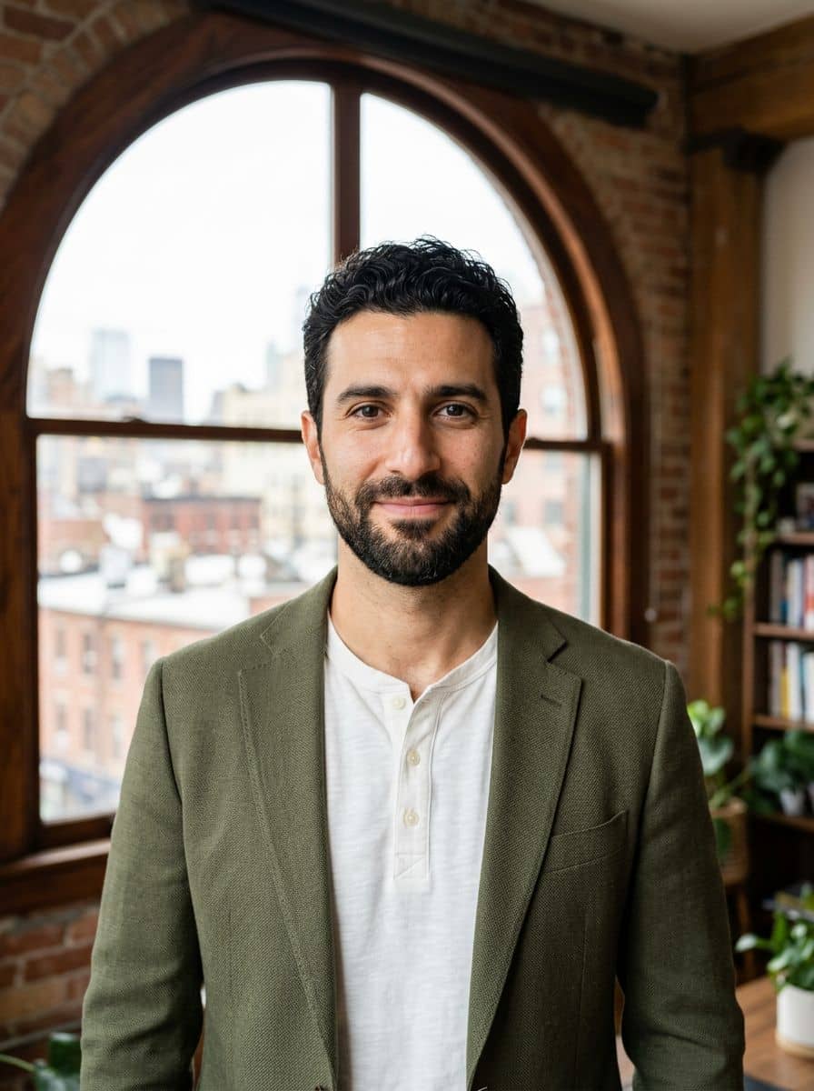 Olive Blazer Henley - Loft Arched - man business headshot