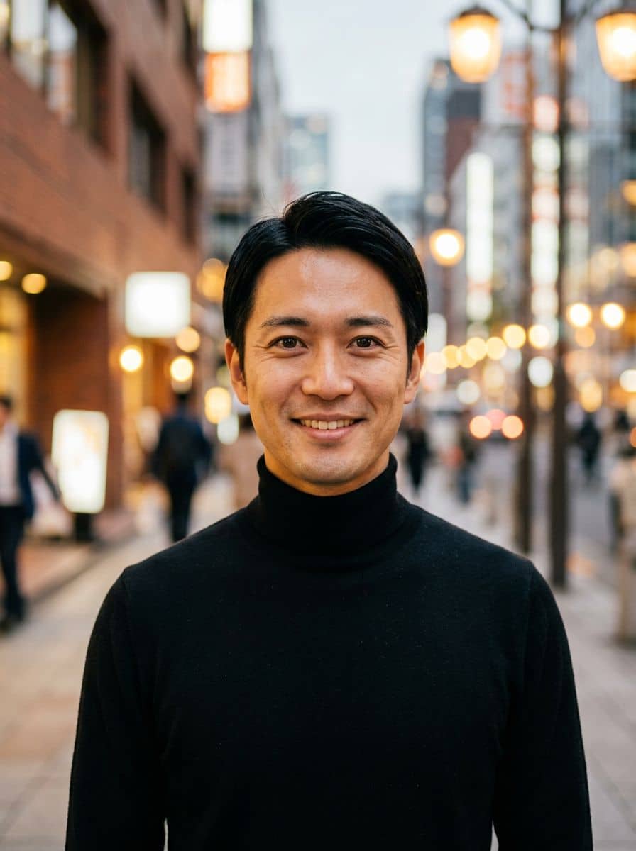Black Turtleneck - City Bokeh - man business headshot