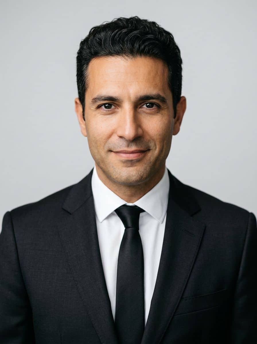 Black Suit Tie - Studio Bright Grey - man business headshot