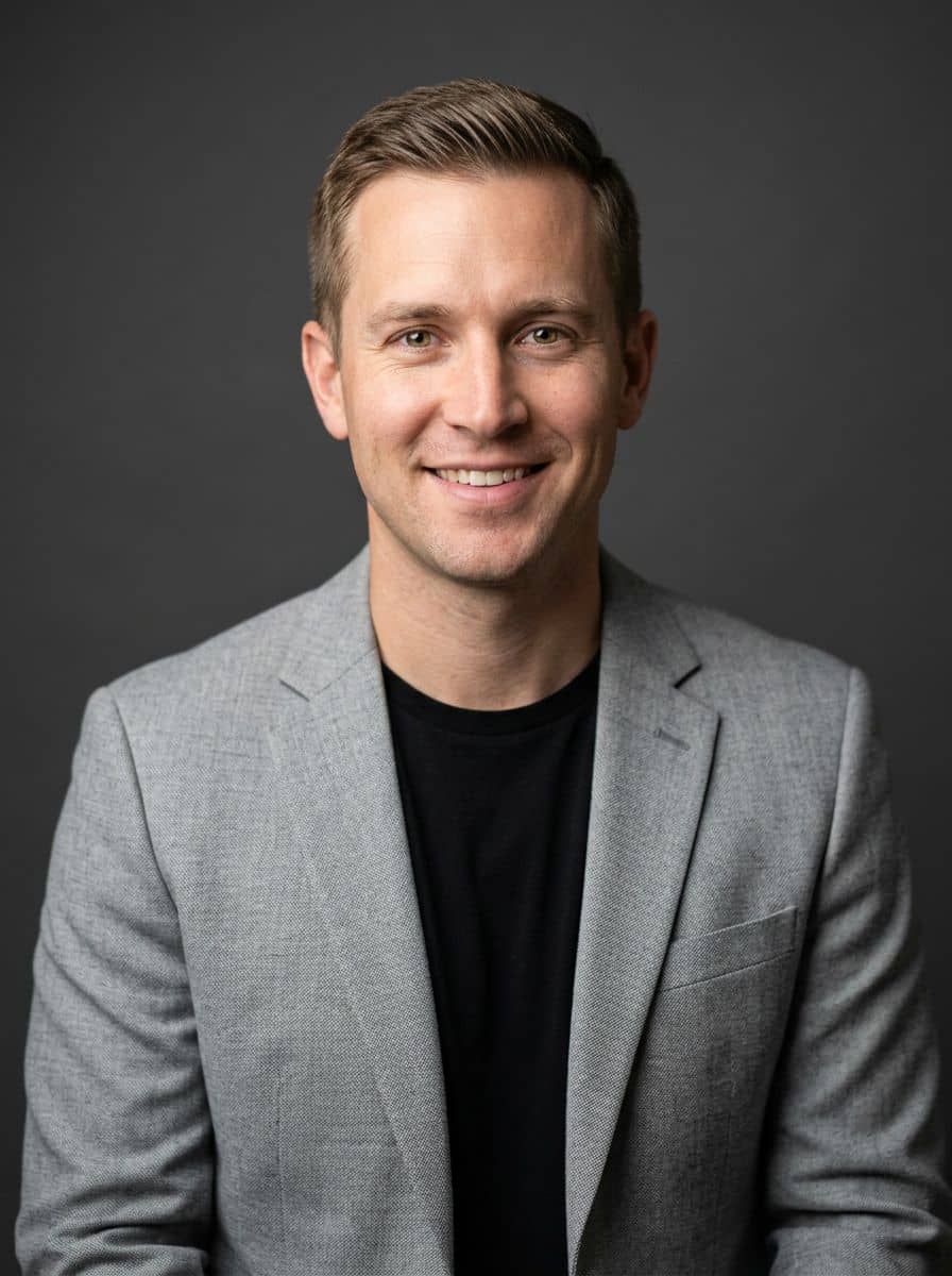 Gray Blazer Tee - Studio Dark Grey - man business headshot