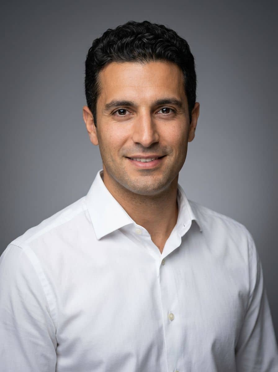 White Shirt Open - Studio Mid Grey - man business headshot