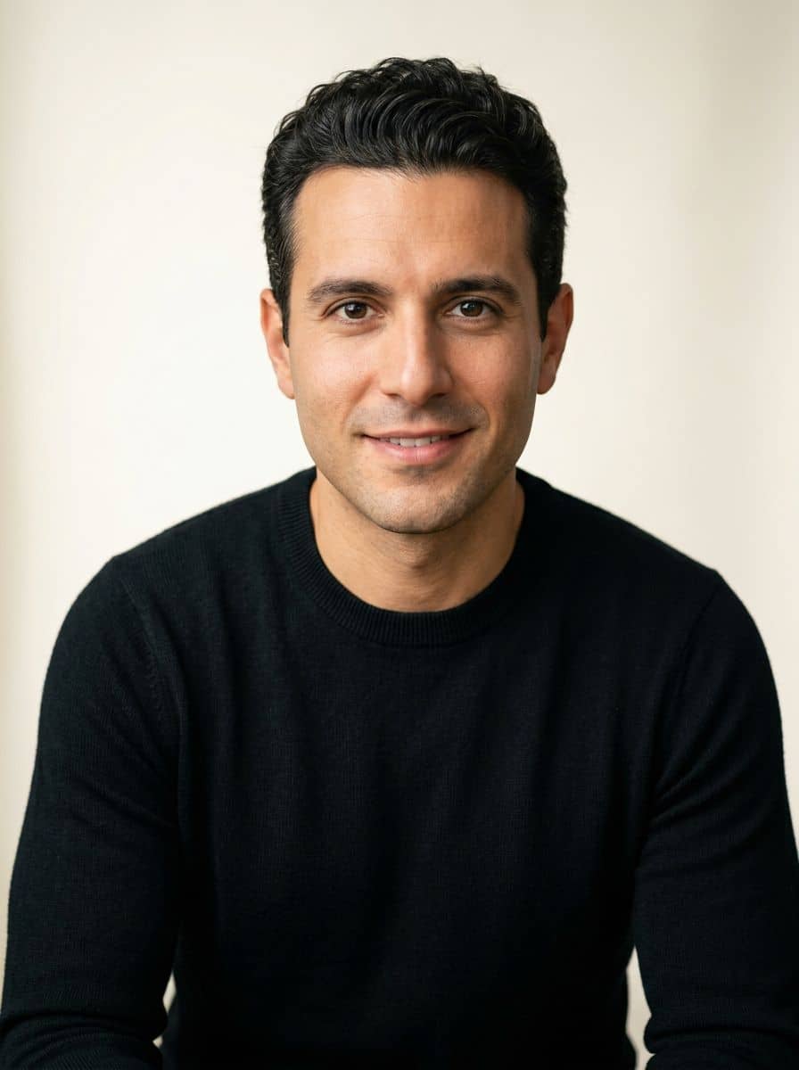 Black Knit Crew - Studio Soft White - man business headshot