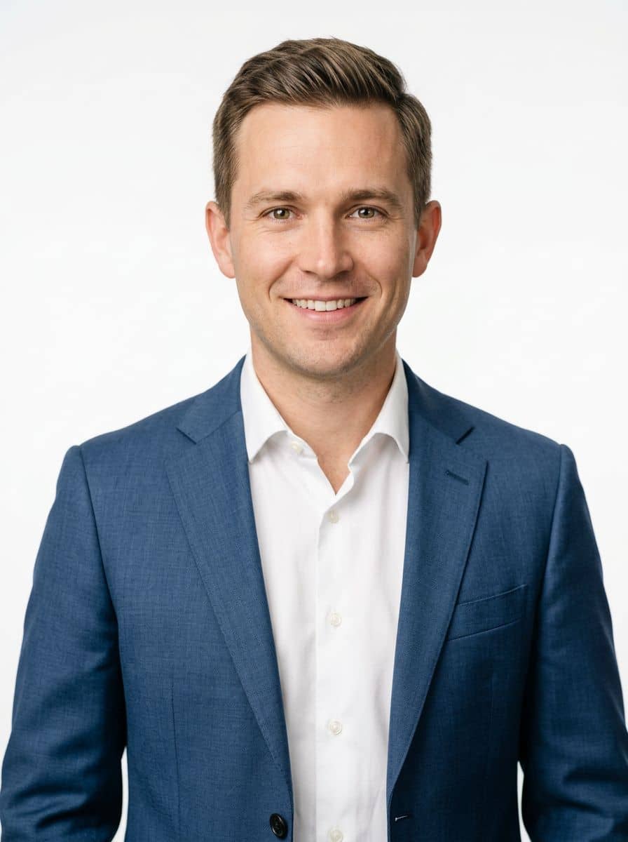 Mid Blue Suit - Studio Pure White - man business headshot