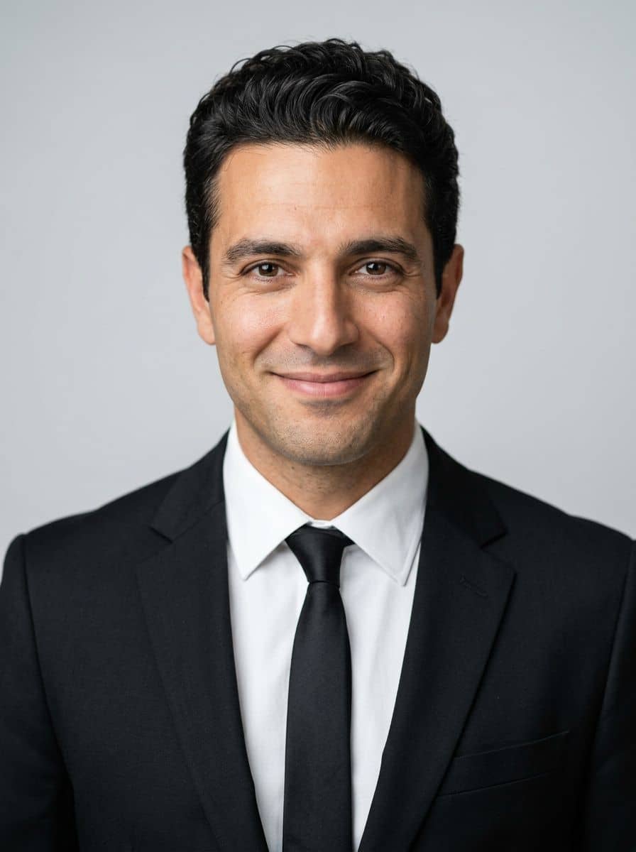 Black Suit Tie - Studio Bright Grey - man business headshot