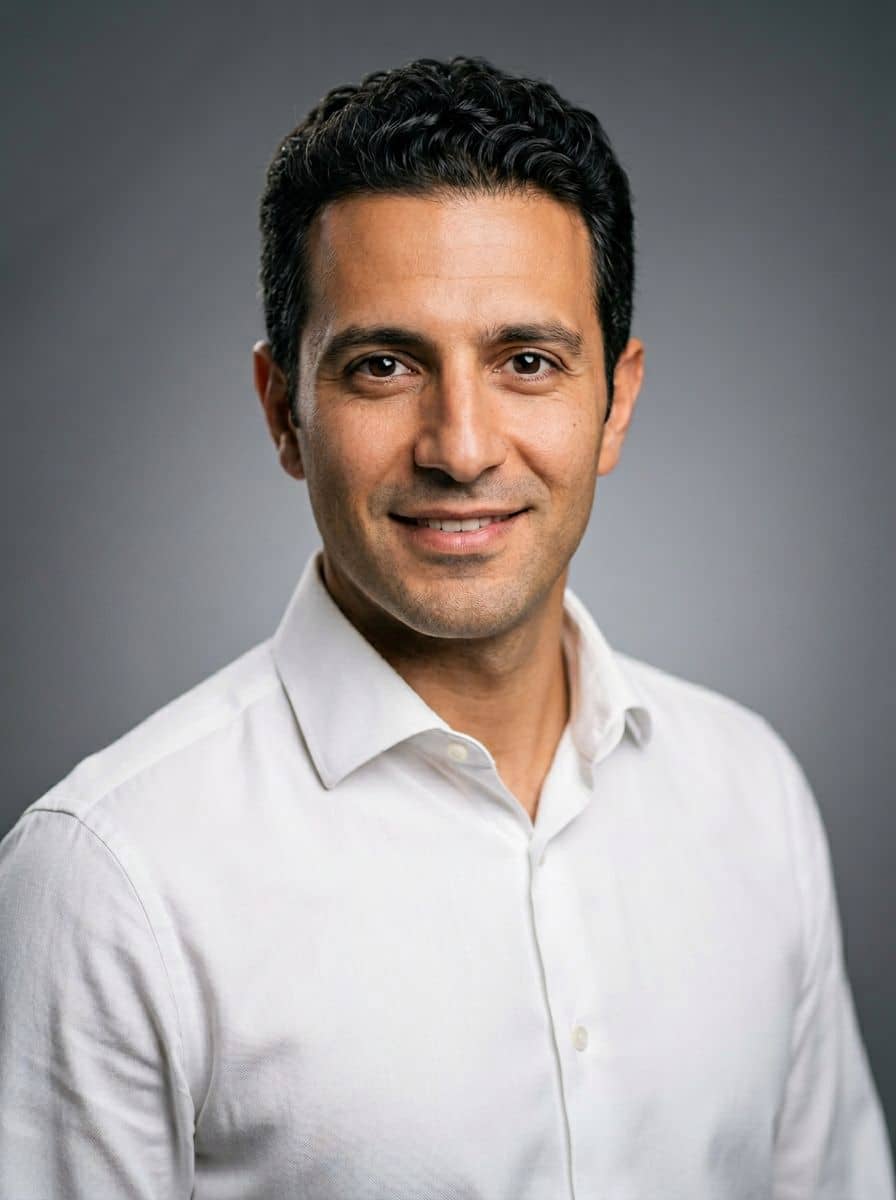 White Shirt Open - Studio Mid Grey - man business headshot