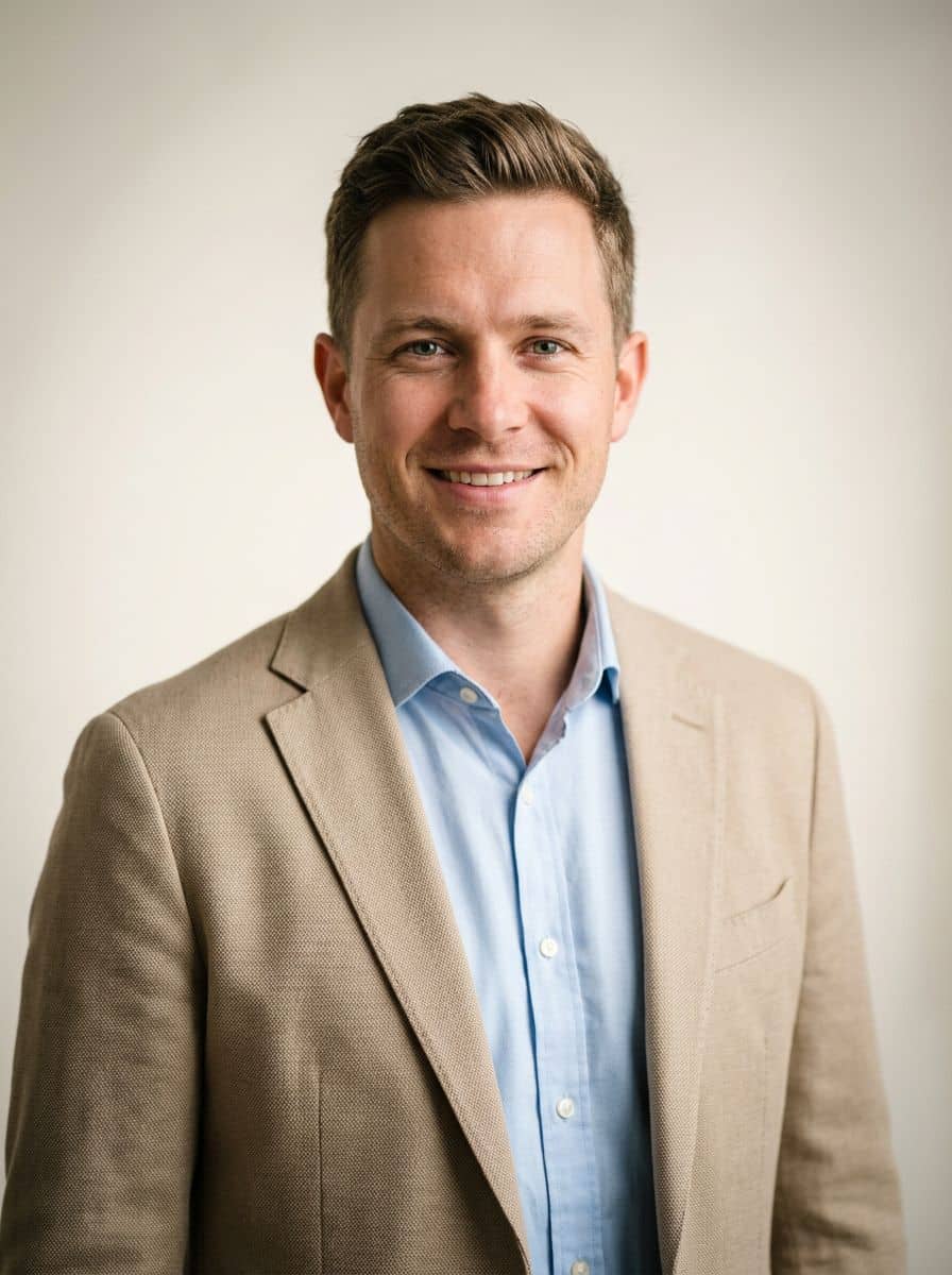Beige Blazer Shirt - Studio Soft White - man business headshot