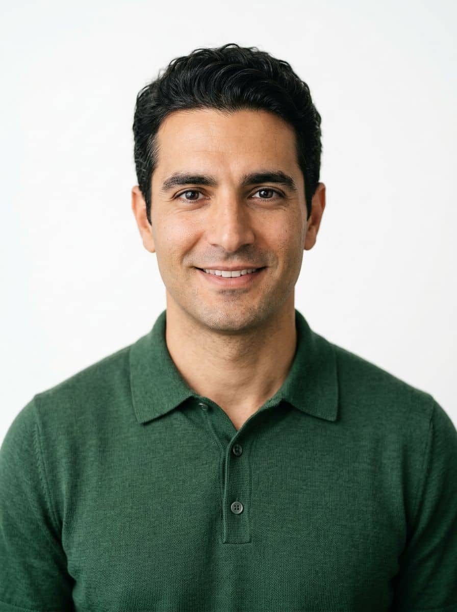 Forest Knit Polo - Studio Pure White - man business headshot
