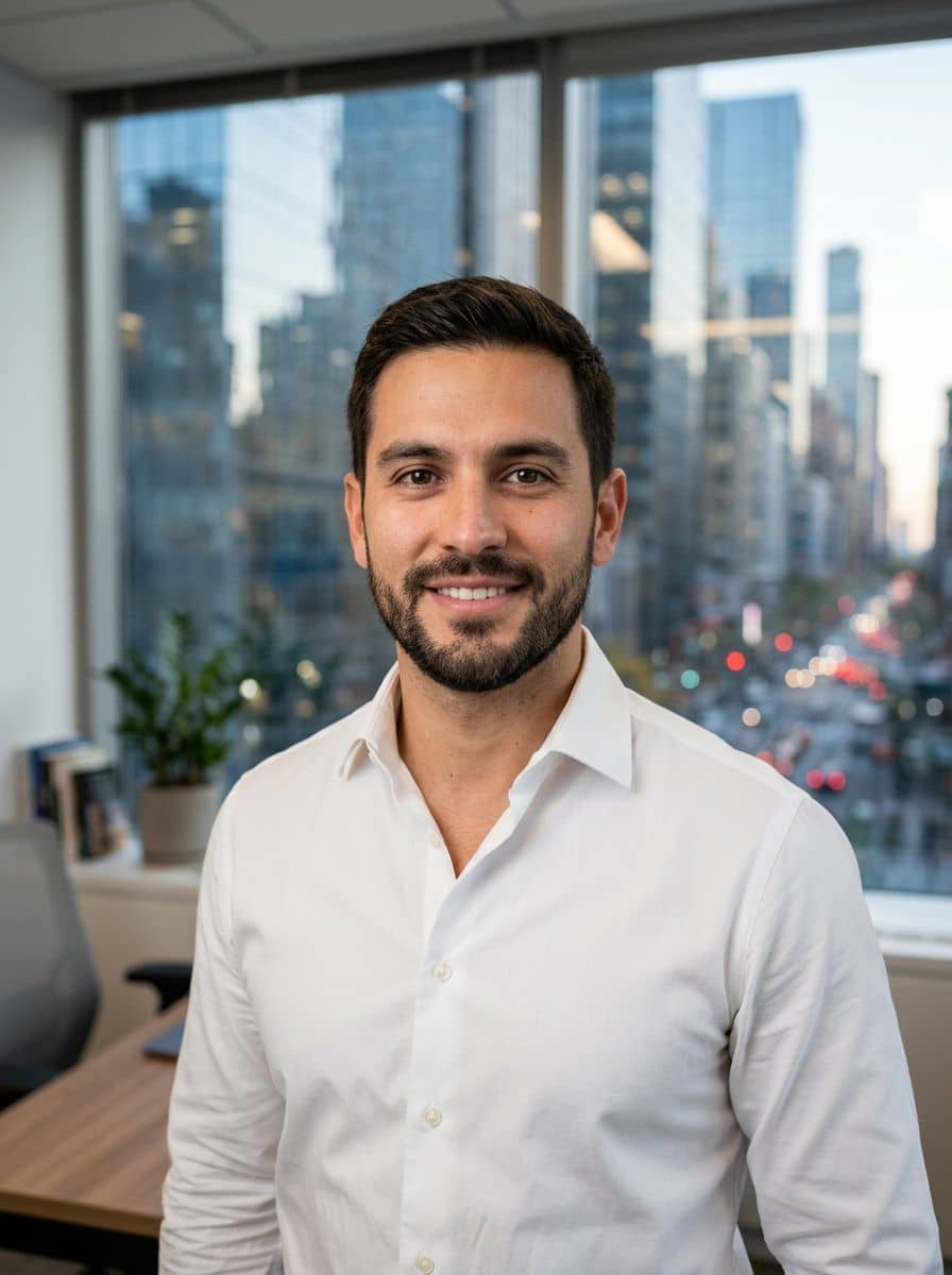 White Shirt Open - Corner Office - man business headshot