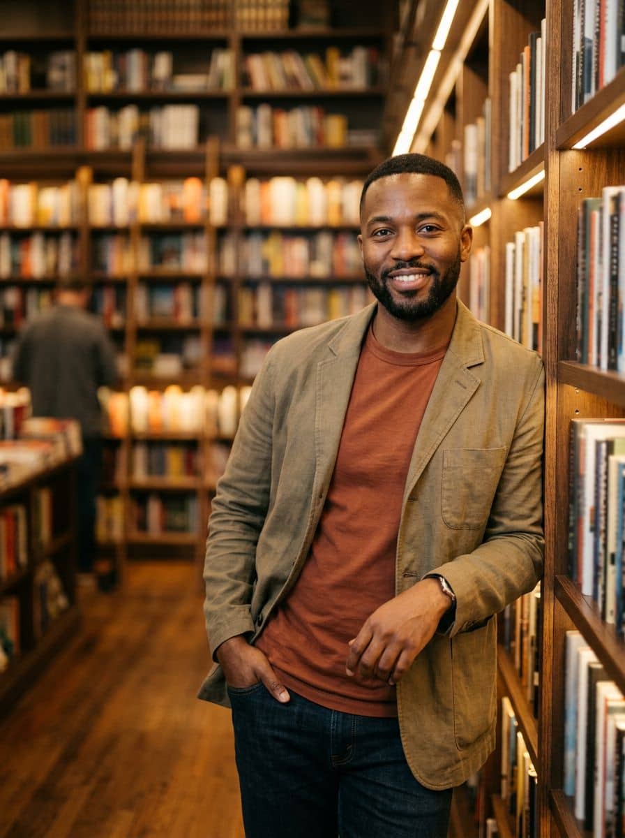 Rust Tshirt Jacket - Bookstore Warm - man dating profile photo