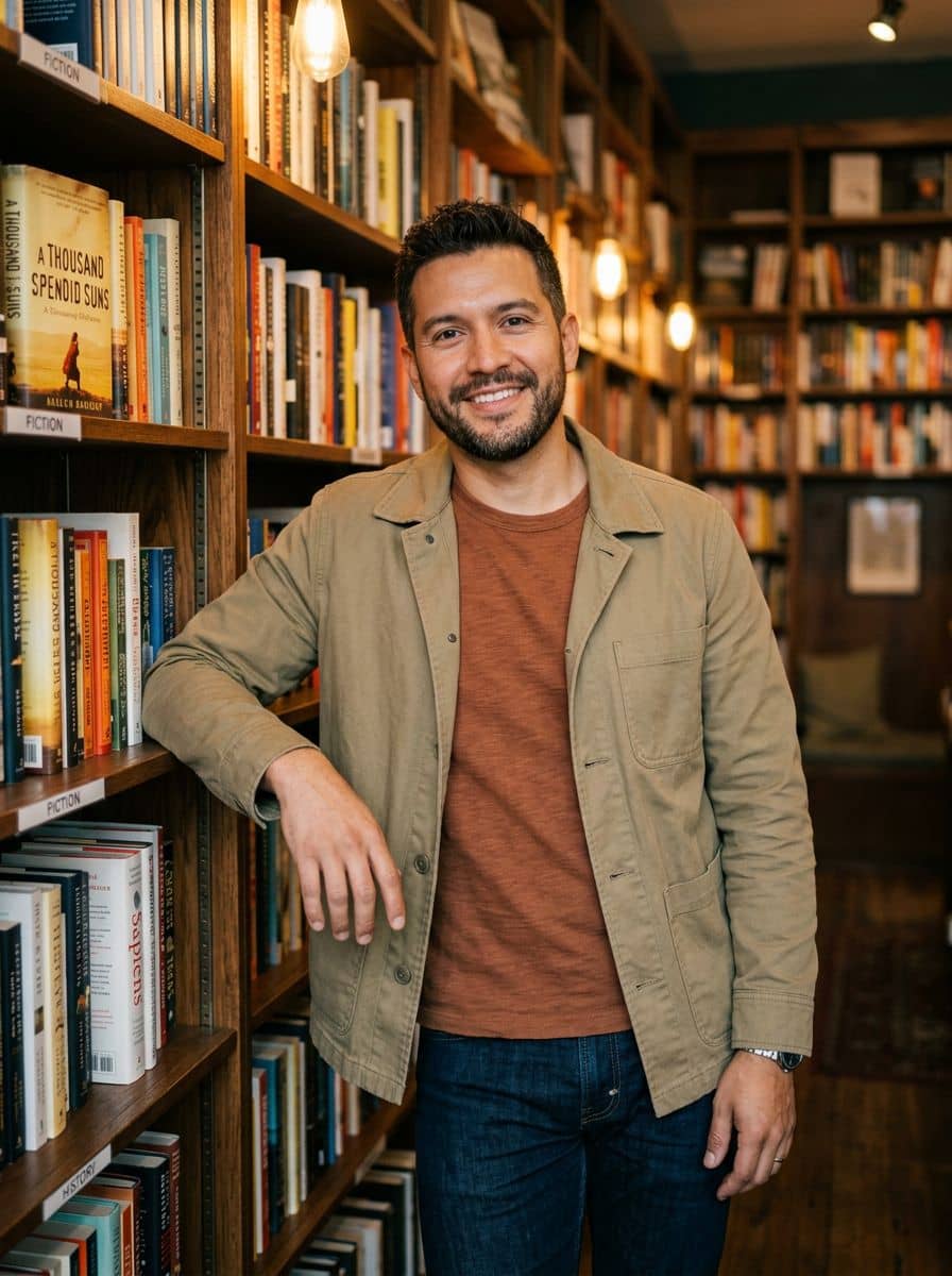 Rust Tshirt Jacket - Bookstore Warm - man dating profile photo