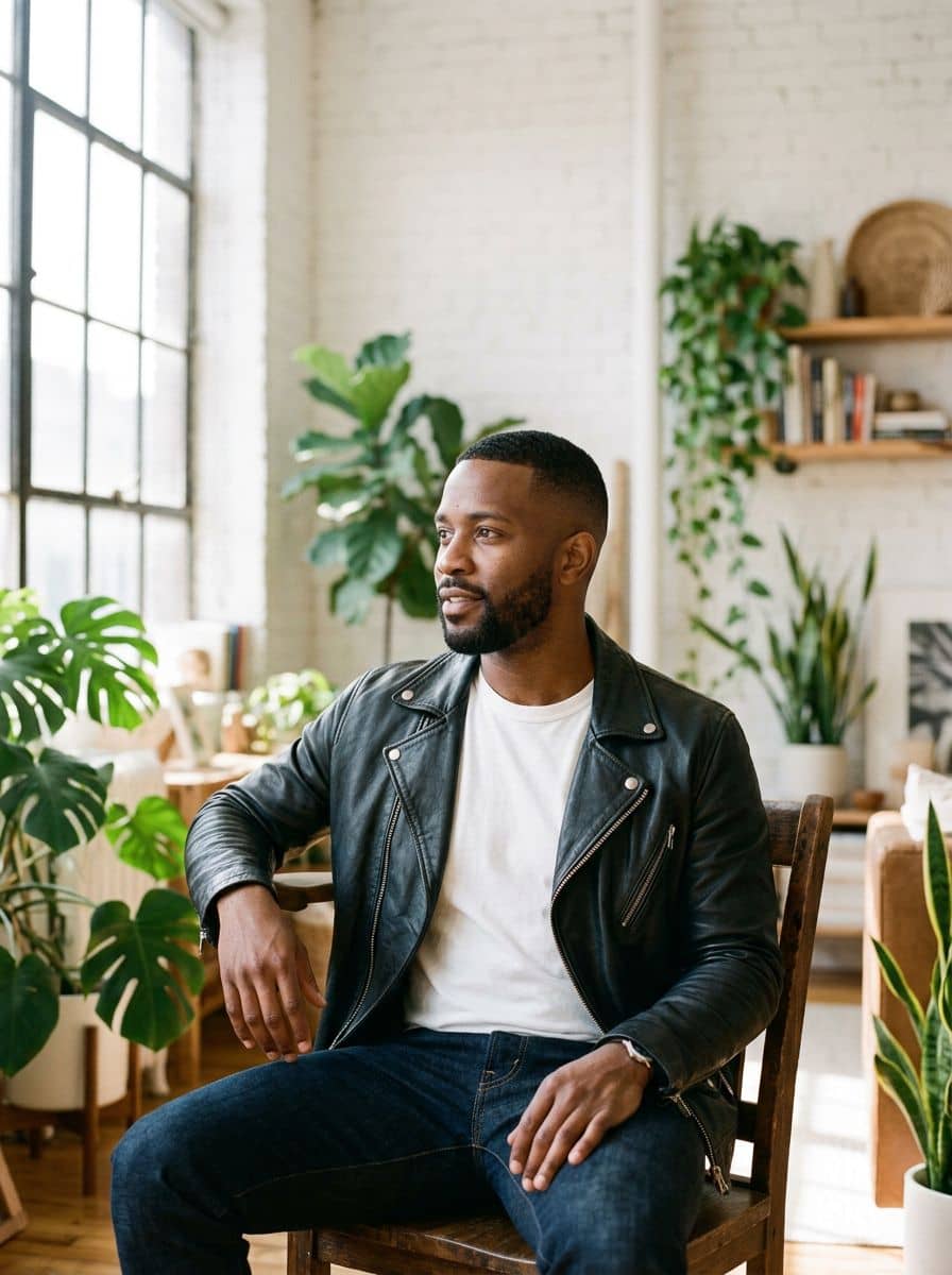 Leather Jacket - Creative Loft - man social media portrait