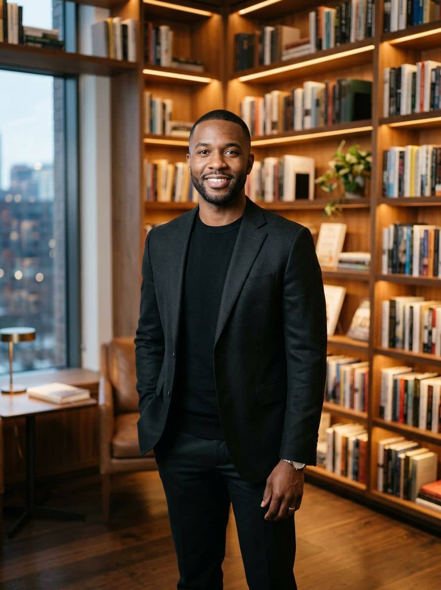 Black Knit Blazer - Library Corner - man business headshot